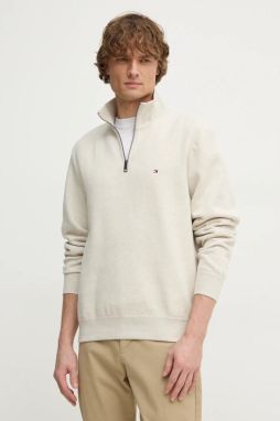Mikina Tommy Hilfiger pánska, béžová farba, jednofarebná, MW0MW37233