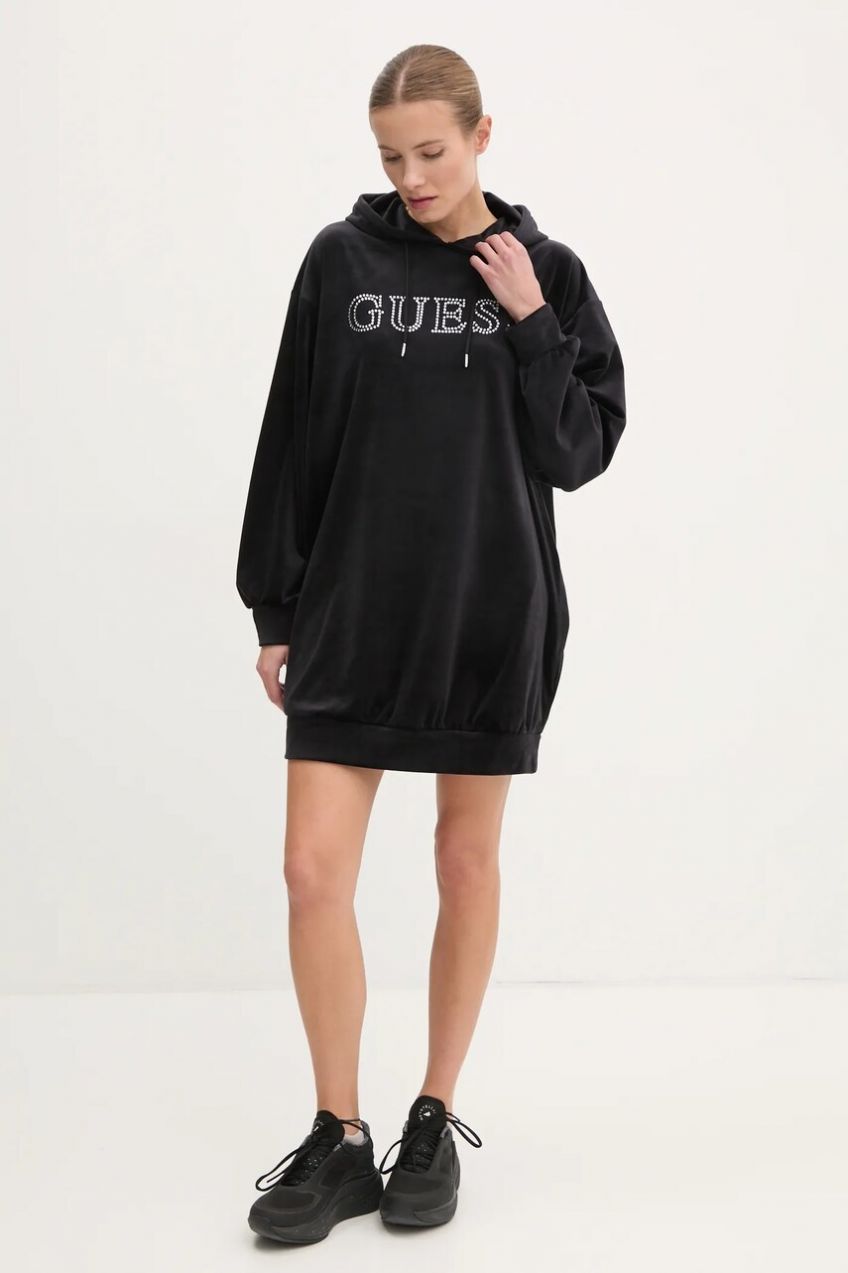 Šaty Guess COUTURE čierna farba, mini, oversize, V4BQ13 KBXI2
