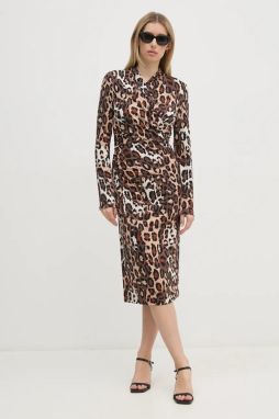 Šaty DIANE VON FURSTENBERG béžová farba, midi, áčkový strih, DVFDL3S039