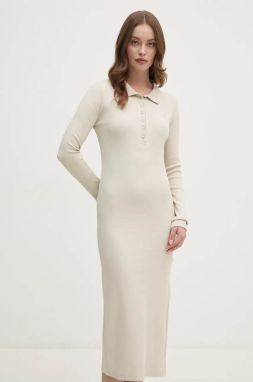 Šaty Calvin Klein Jeans béžová farba, midi, rovný strih, J20J224456