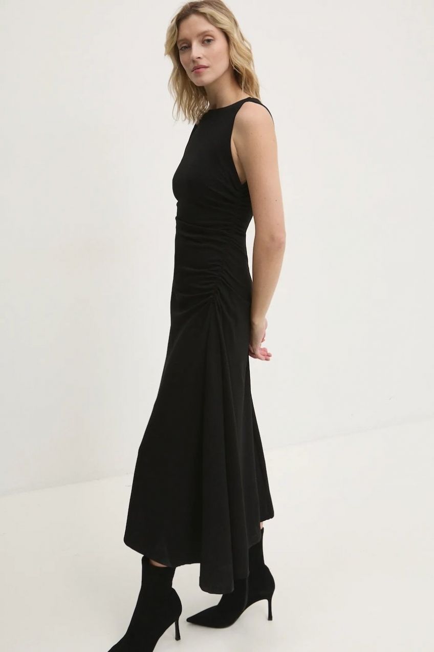 Šaty Answear.LAB čierna farba, maxi, áčkový strih