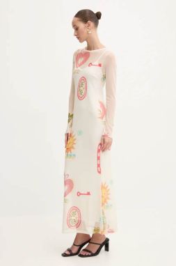 Šaty Never Fully Dressed Sundazed Summer Mesh Dress béžová farba, maxi, áčkový strih, NFDDR1690