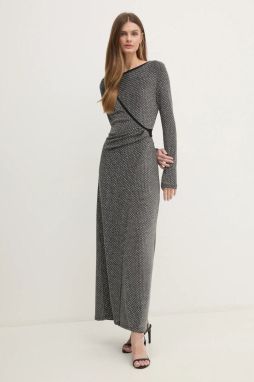 Šaty DIANE VON FURSTENBERG šedá farba, maxi, áčkový strih, DVFDW4S011