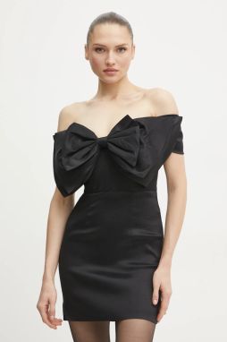 Šaty Bardot MINI BOW DRESS čierna farba, mini, priliehavá, 54327DB2