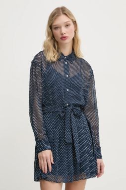 Šaty Tommy Jeans tmavomodrá farba, mini, áčkový strih, DW0DW19473