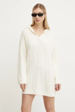 Šaty s prímesou vlny Abercrombie & Fitch béžová farba, mini, oversize, KI159-5097