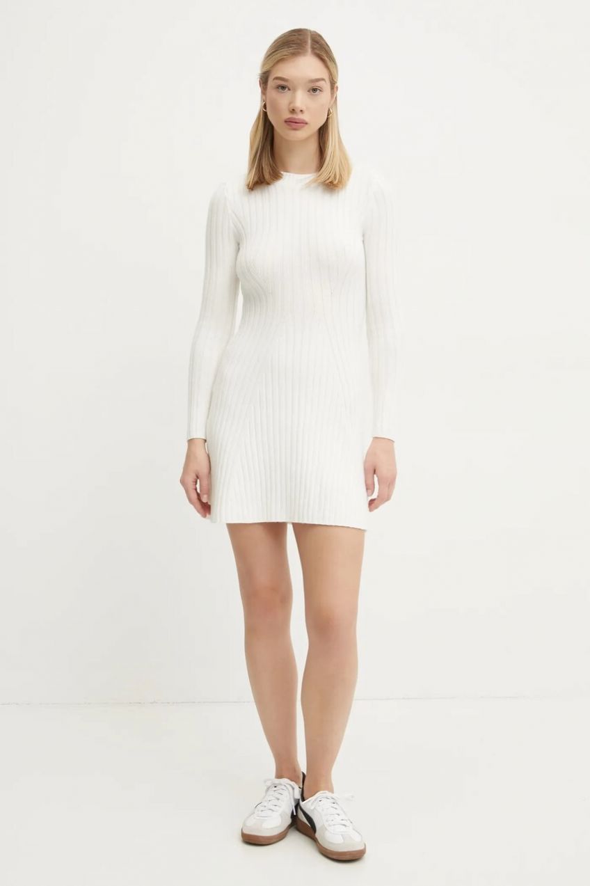 Šaty Hollister Co. béžová farba, mini, priliehavá, KI359-4267