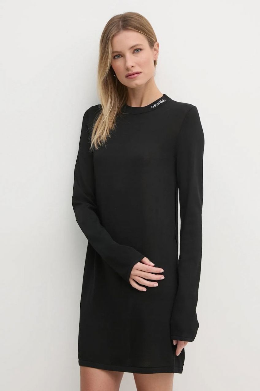 Šaty Calvin Klein Jeans čierna farba, mini, rovný strih, J20J224831