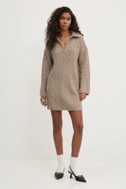 Šaty s prímesou vlny Abercrombie & Fitch béžová farba, mini, oversize, KI159-5097