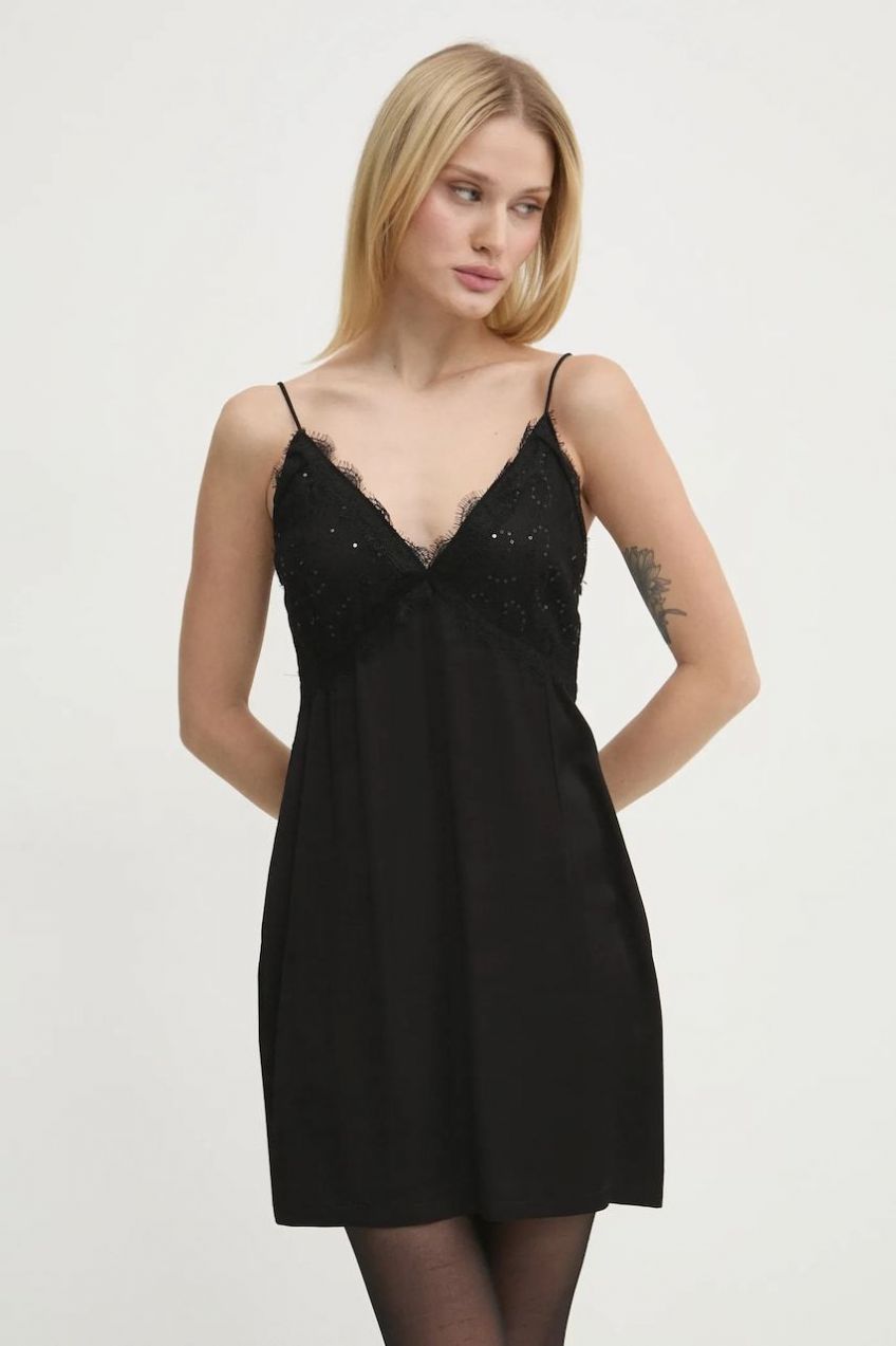 Šaty Never Fully Dressed Reha Dress čierna farba, mini, áčkový strih, NFDDR1682