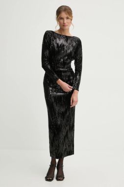 Zamatové šaty Pepe Jeans ANASTASIA čierna farba, maxi, priliehavé, PL953636