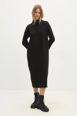 Vlnené šaty Answear Lab čierna farba, midi, oversize