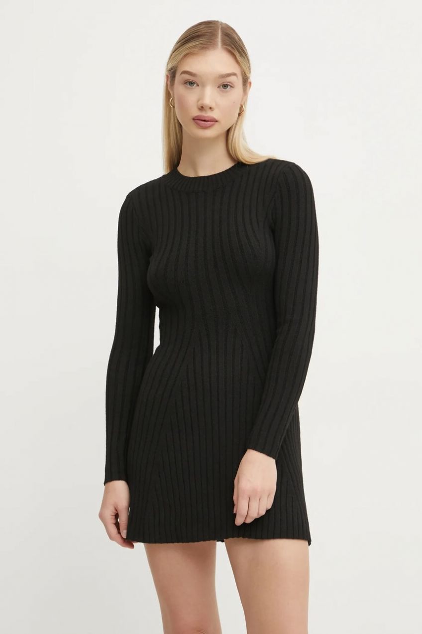 Šaty Hollister Co. čierna farba, mini, áčkový strih, KI359-4341