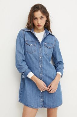 Rifľové šaty Tommy Jeans mini, rovný strih, DW0DW19853