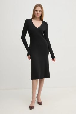 Šaty Calvin Klein čierna farba, midi, áčkový strih, K20K208102