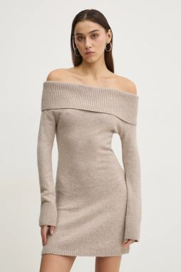 Šaty Hollister Co. béžová farba, mini, priliehavé, KI359-4292