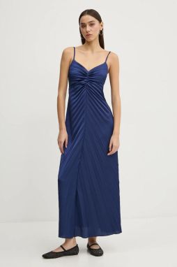 Šaty Abercrombie & Fitch tmavomodrá farba, midi, rovný strih, KI159-5674