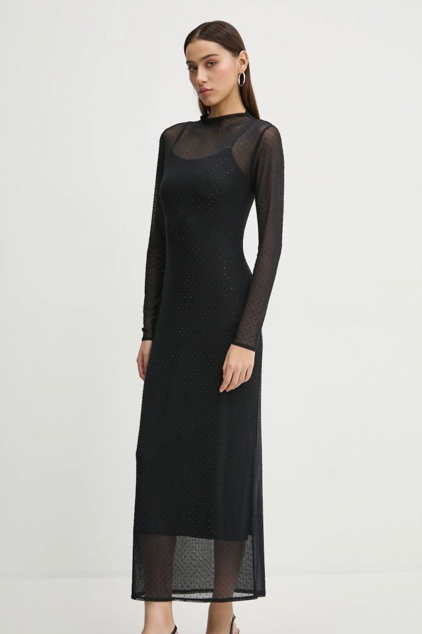 Šaty Abercrombie & Fitch čierna farba, maxi, priliehavá, KI159-5081