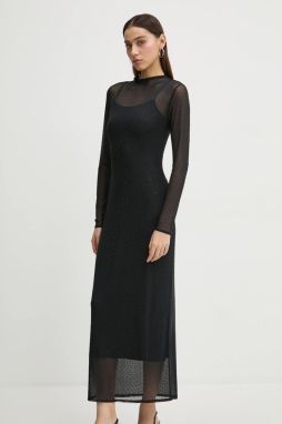 Šaty Abercrombie & Fitch čierna farba, maxi, priliehavá, KI159-5081