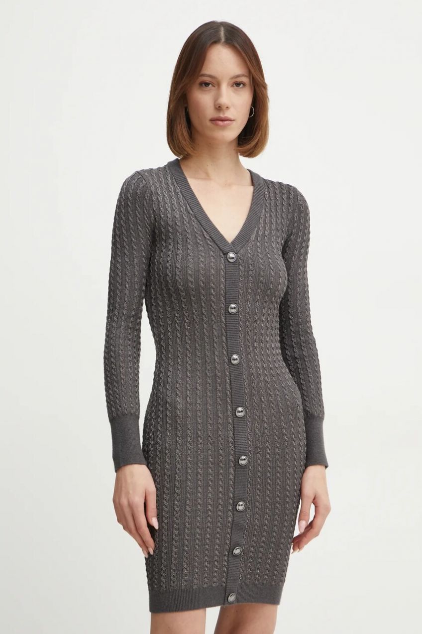 Šaty Guess šedá farba, mini, priliehavé, W5RK09 Z3KT0