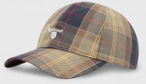 Bavlnená šiltovka Barbour Tartan Sports Cap zelená farba, vzorovaná, MHA0617