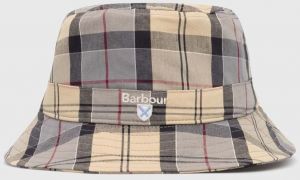Bavlnený klobúk Barbour Tartan Bucket Hat béžová farba, bavlnený, MHA0618