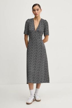 Šaty Tommy Jeans čierna farba, midi, áčkový strih, DW0DW20450
