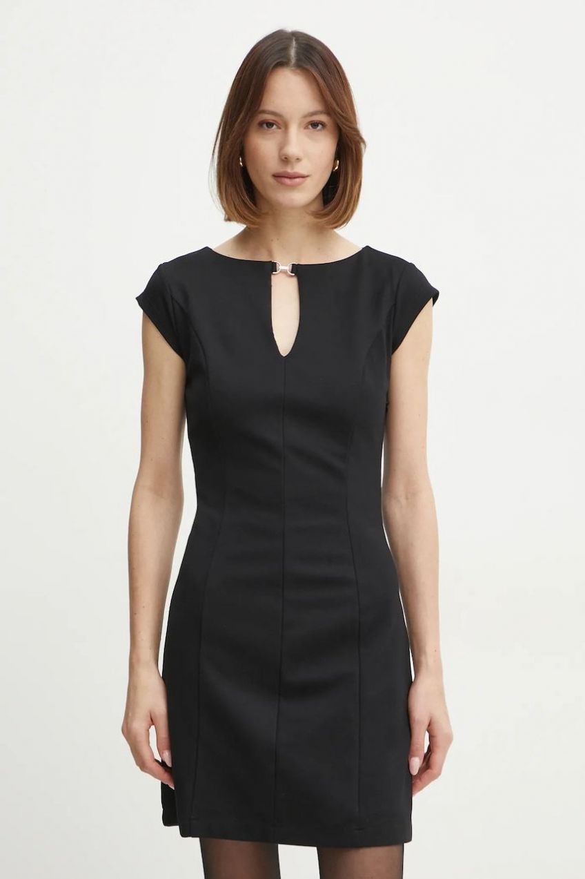Šaty Guess čierna farba, mini, priliehavé, W5RK02 KCMU2