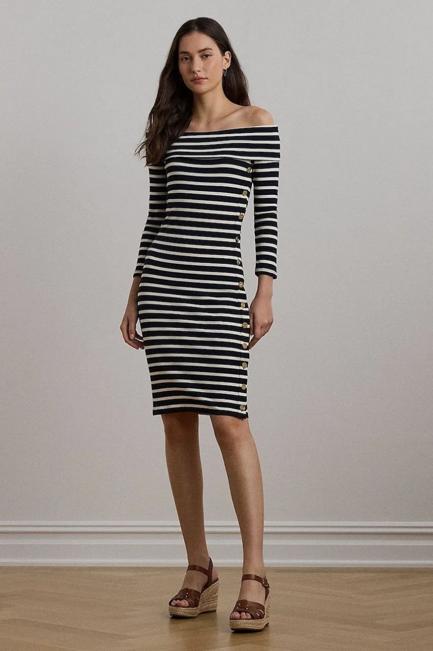 Šaty Lauren Ralph Lauren tmavomodrá farba, mini, priliehavé, 250957718