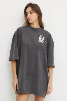 Šaty HUGO šedá farba, mini, oversize, 50530456