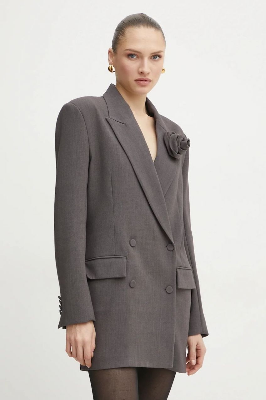 Šaty Bardot šedá farba, mini, oversize, 59055DB1