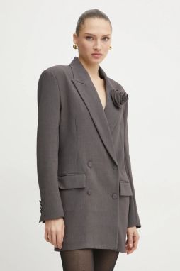 Šaty Bardot šedá farba, mini, oversize, 59055DB1