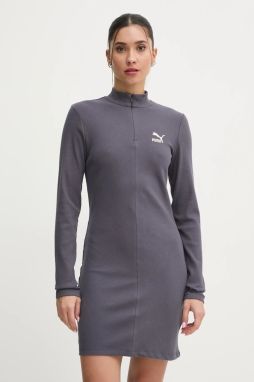 Šaty Puma šedá farba, mini, priliehavá, 626634