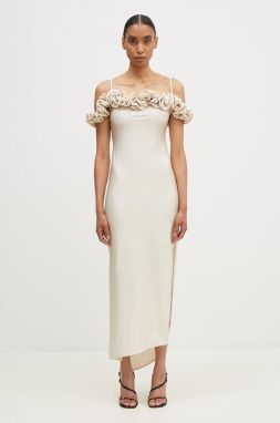 Šaty Coperni Ruffle Dress béžová farba, maxi, priliehavá, COPR113545