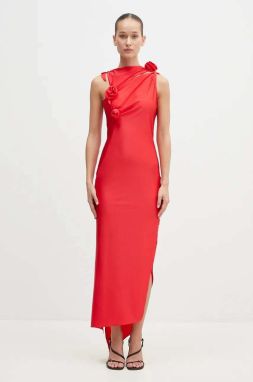Šaty Coperni Asymmetric Flower Gown červená farba, maxi, priliehavá, COPR44545