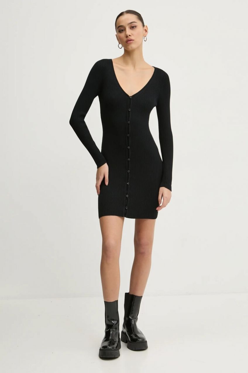 Šaty Abercrombie & Fitch čierna farba, mini, priliehavá, KI159-5073