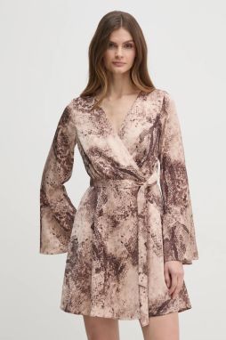 Šaty Guess NEW LAILA béžová farba, mini, áčkový strih, W5RK92 WF1T2