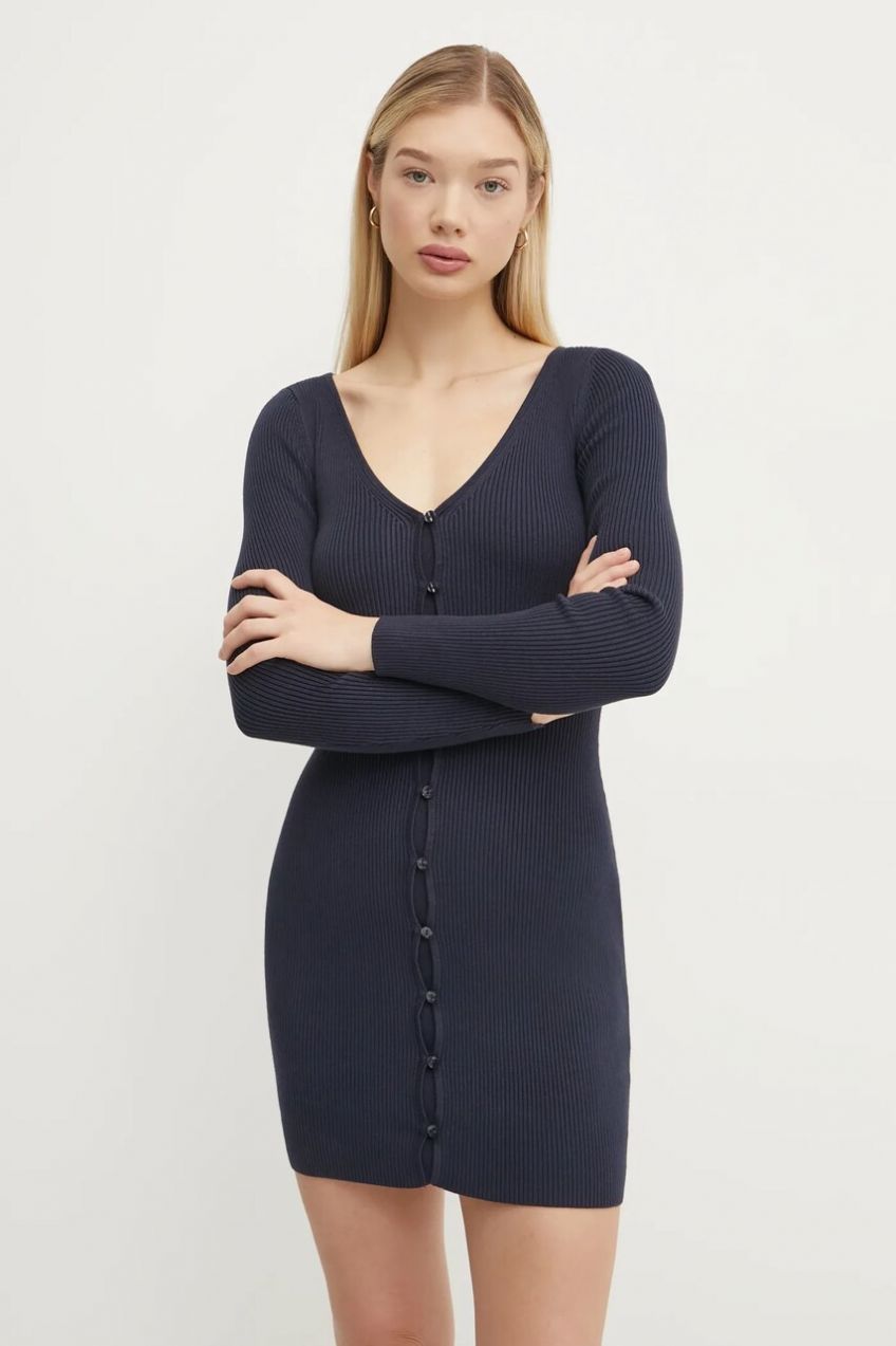 Šaty Abercrombie & Fitch tmavomodrá farba, mini, priliehavá, KI159-5073