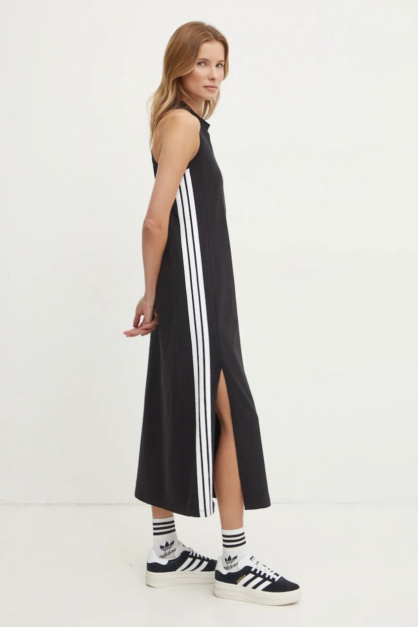 Šaty adidas Essentials čierna farba, maxi, priliehavá, JE1208