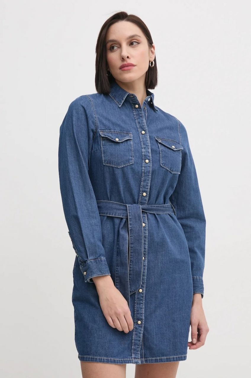 Rifľové šaty Pepe Jeans REGULAR DENIM DRESS mini, rovný strih, PL953581HX6