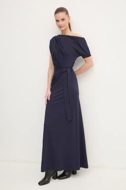 Šaty DIANE VON FURSTENBERG tmavomodrá farba, maxi, áčkový strih, DVFDS4S009