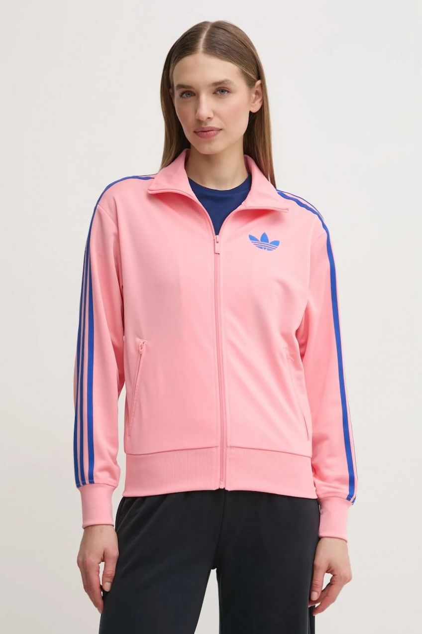 Mikina adidas Originals Firebird dámska, ružová farba, vzorovaná, JP2302