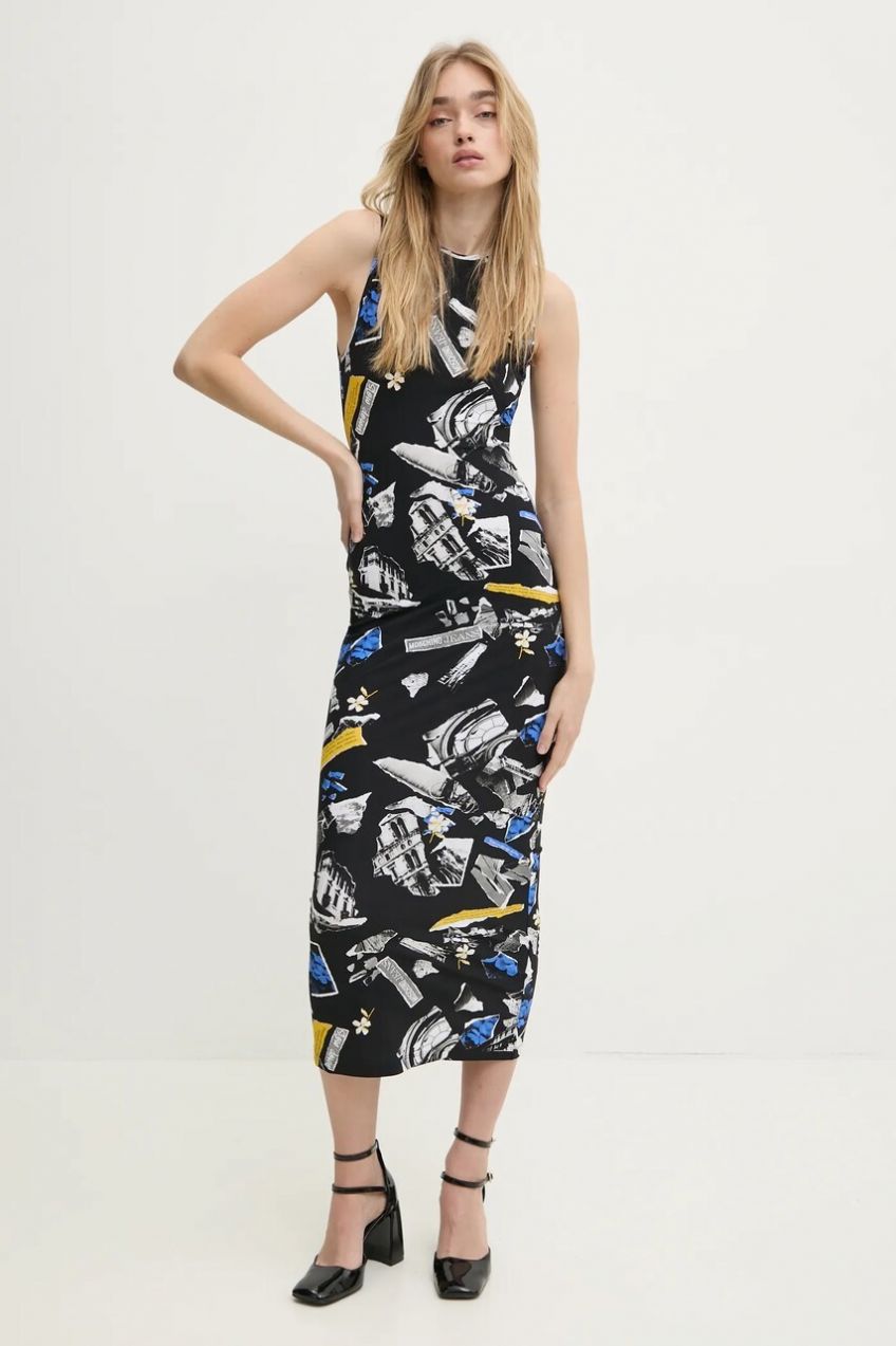 Šaty Moschino Jeans čierna farba, maxi, priliehavá, 0471 3242