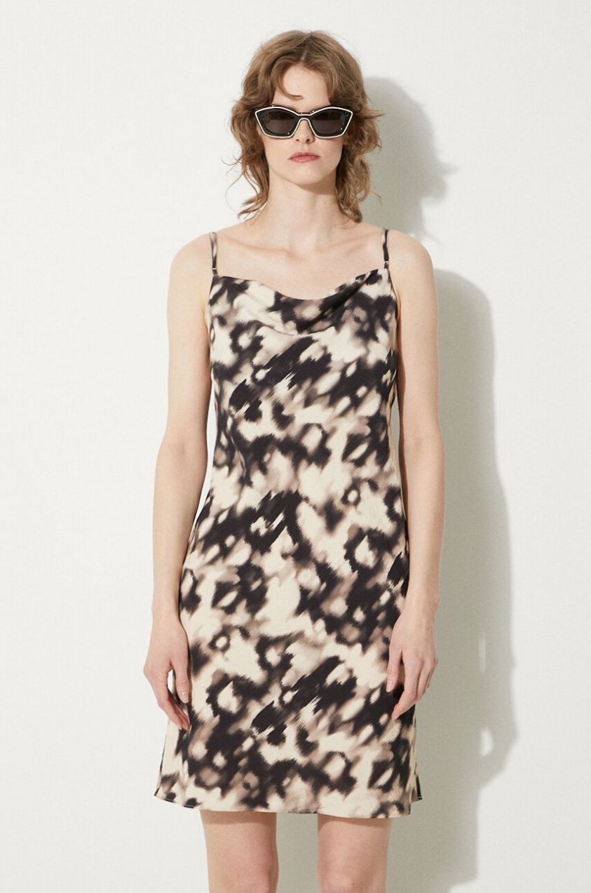 Šaty Samsoe Samsoe Safredericka Dress béžová farba, mini, rovný strih, F24100162