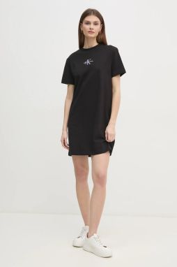 Šaty Calvin Klein Jeans čierna farba, mini, rovný strih, J20J225273