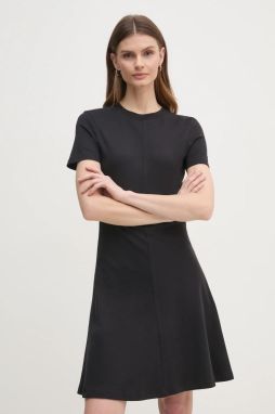 Bavlnené šaty Tommy Hilfiger čierna farba, mini, áčkový strih, WW0WW45521