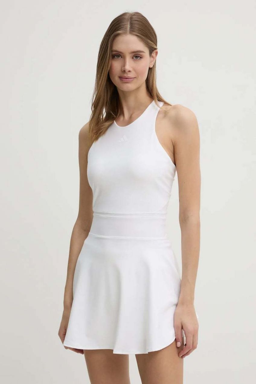 Športové šaty adidas Performance Tennis béžová farba, mini, áčkový strih, JE7098