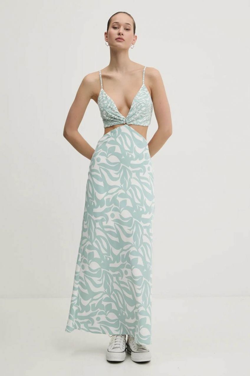 Šaty Abercrombie & Fitch biela farba, maxi, priliehavá, KI159-5551