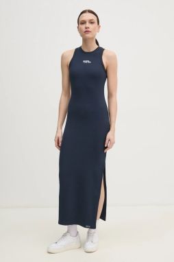 Šaty Red Bull Racing x Pepe Jeans LOGO RIB MAXI DRESS tmavomodrá farba, maxi, priliehavá, RL950003