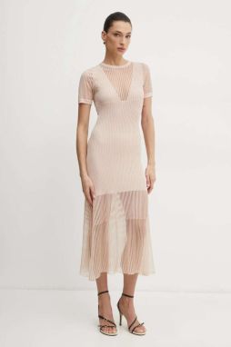 Šaty Pinko béžová farba, maxi, priliehavé, 104806 A2GJ